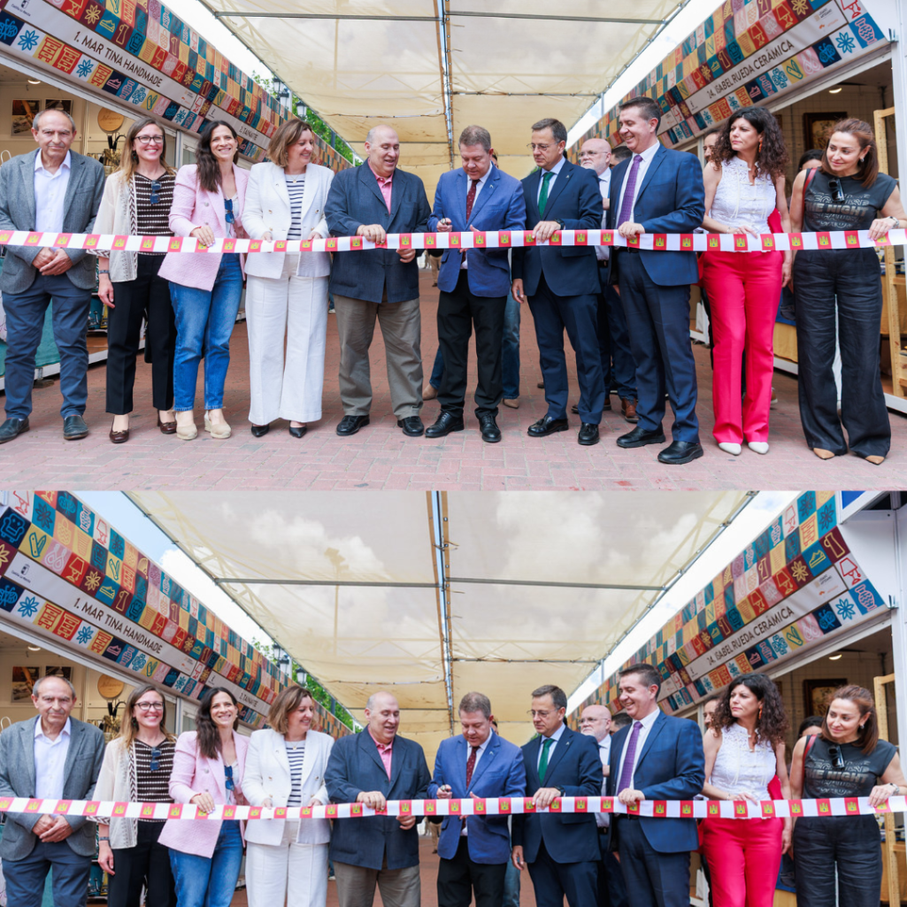 Autoridades institucionales cortan la cinta de inauguración de la feria de artesanía FARCAMA.